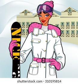 woman with skis