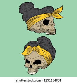 woman skull vector
