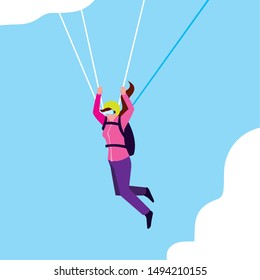 woman skydiver in air avatar character