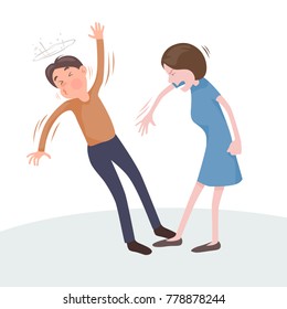 Woman Slap Man, Stop Domestic Violence, Controversy, Vector Illustration And Design.