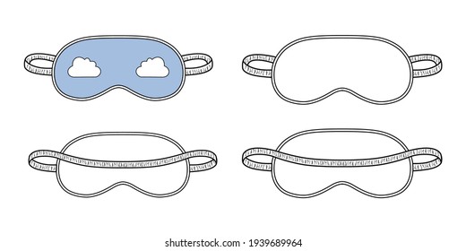 Woman sleep mask in vector graphic.
Sleeping mask with clouds pattern.
Illustration template.
Scheme front and back.Fashion design
