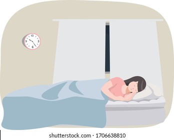 A woman sleep more early for having enough sleep