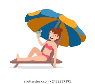 woman sleep on beach under the umbrella