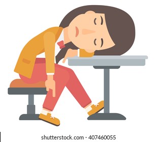 Woman sleeping in bar. 