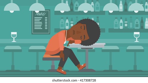 Woman sleeping in bar. 