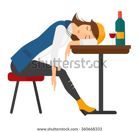 Similar – Image, Stock Photo A drunk woman is sitting at a table. Next to her is a bottle of alcohol and a glass. Bright yellow lights flicker in the background.