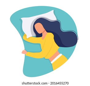 Woman sleeping in bed. Concept beauty illustration