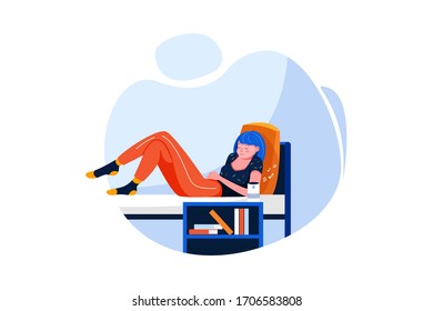 Woman sleeping in the bed listening to music on wireless speaker