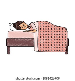 Woman sleeping in bed scribble