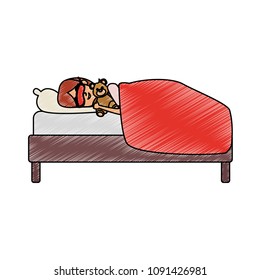 Woman sleeping in bed scribble