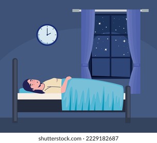 mujer durmiendo en un dormitorio