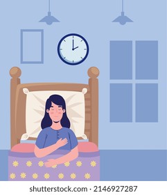 woman sleeping in bedroom scene