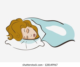 Woman Sleeping Cartoon