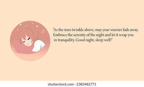 a woman sleeping good night message illustrtion , poster , card , vector