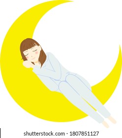 woman sleeping in moon. Vector illustration