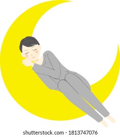 woman sleeping in moon. Vector illustration