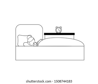 Woman sleeping on bed at night 
