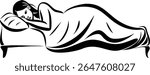 A woman sleeping on a large bed