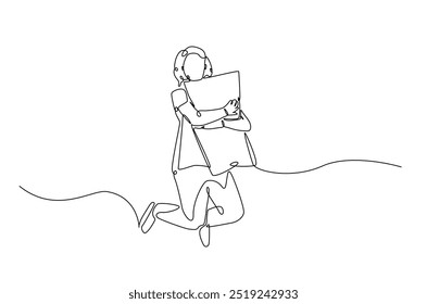 Mujer durmiendo en la cama de la almohada continua una línea de dibujo. Mujer durmiente en ilustración de arte de una sola línea. Vector editable.  