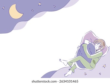 Woman sleeping peacefully under the night sky
