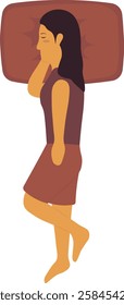 Woman Sleeping Pose Illustration with Flat Design. Vector Character.
