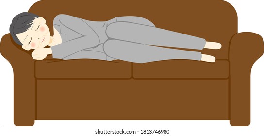 woman sleeping in sofa. Vector illustration