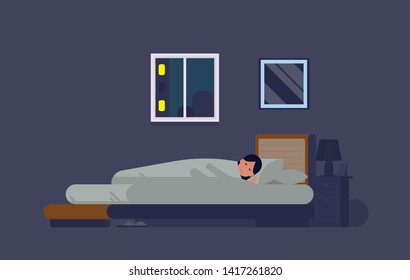 Woman with sleeping. Vector illustration human life concept, Man in daily routine, Cartoon character flat style design