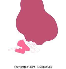 Las mujeres duermen, se arropan sobre fondo blanco, se copia espacio en el pelo, se entienden personajes, mejillas rosadas, mejillas rosadas, ilustración vectorial para diseño gráfico, sitio web, banner, tarjeta o cubierta artística