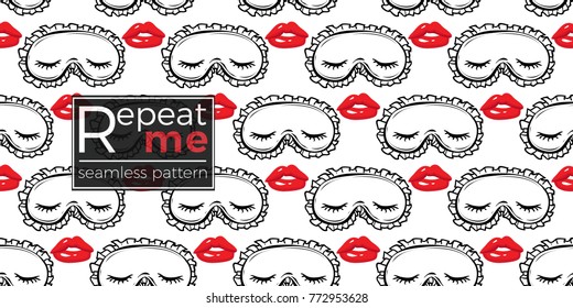 Woman sleepy vector emoticons, emoji, smiley icons, characters. Fashion illustrated women's emotional faces seamless pattern.