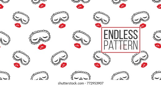 Woman sleepy vector emoticons, emoji, smiley icons, characters. Fashion illustrated women's emotional faces seamless pattern.