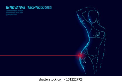 Woman Slim Shape Silhouette Low Poly. Fitness Beauty Girl Graceful Body. Weight Lose Laser Cellulite Correction Banner Template Vector Illustration