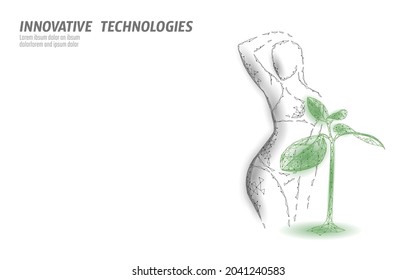 Woman slim shape silhouette low poly. Fitness beauty girl graceful body. Weigh lose nutrition supplement banner template vector illustration