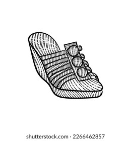 Woman slippers beauty line art creative design