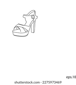 Woman slippers heels line art creative design