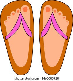 Woman slippers, illustration, vector on white background.