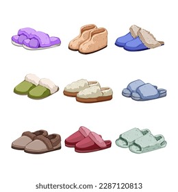 woman slippers set cartoon. footwear slipper, home house, feet shoes, cozy soft woman slippers sign. isolated symbol vector illustration