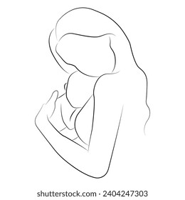 A woman with a small child on a white background.