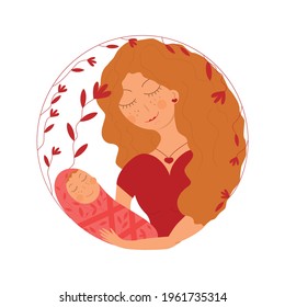 A woman with a small daughter in her arms.