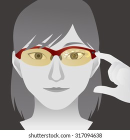woman with smart glasses, Wearable device, illustration