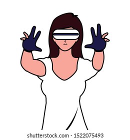 Woman with smartglasses design, Augmented reality virtual technology device and modern theme Vector illustration