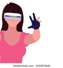 Woman with smartglasses design, Augmented reality virtual technology device and modern theme Vector illustration