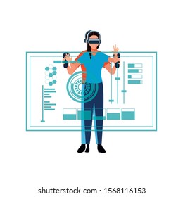 Woman with smartglasses design, Augmented reality virtual technology device and modern theme Vector illustration