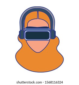 Woman with smartglasses design, Augmented reality virtual technology device and modern theme Vector illustration