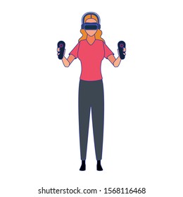 Woman with smartglasses design, Augmented reality virtual technology device and modern theme Vector illustration