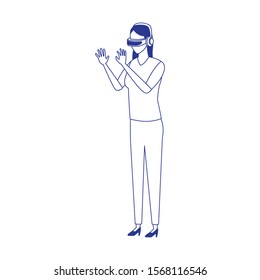 Woman with smartglasses design, Augmented reality virtual technology device and modern theme Vector illustration