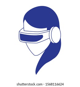 Woman with smartglasses design, Augmented reality virtual technology device and modern theme Vector illustration