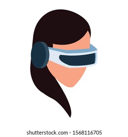 Woman with smartglasses design, Augmented reality virtual technology device and modern theme Vector illustration