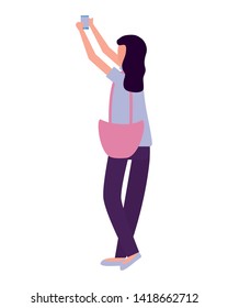 woman with smartphone activities outdoors vector illustration