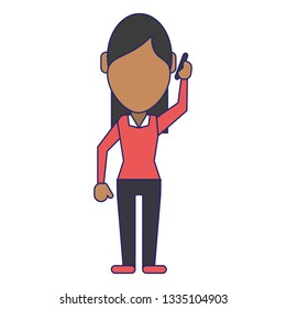 Woman with smartphone avatar cartoon