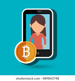 woman smartphone bit coin